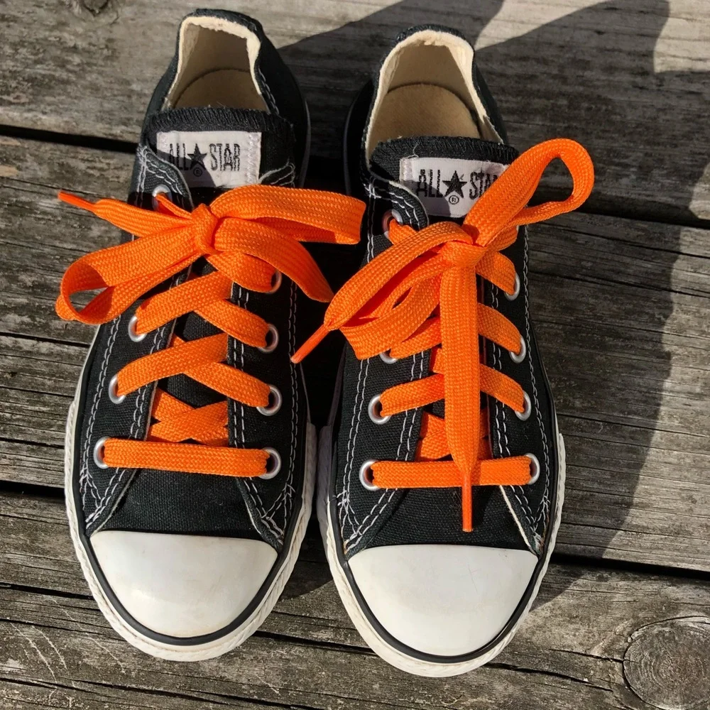 - Converse Black Canvas All-Star Sneakers w/NEW Orange Laces! EUC!